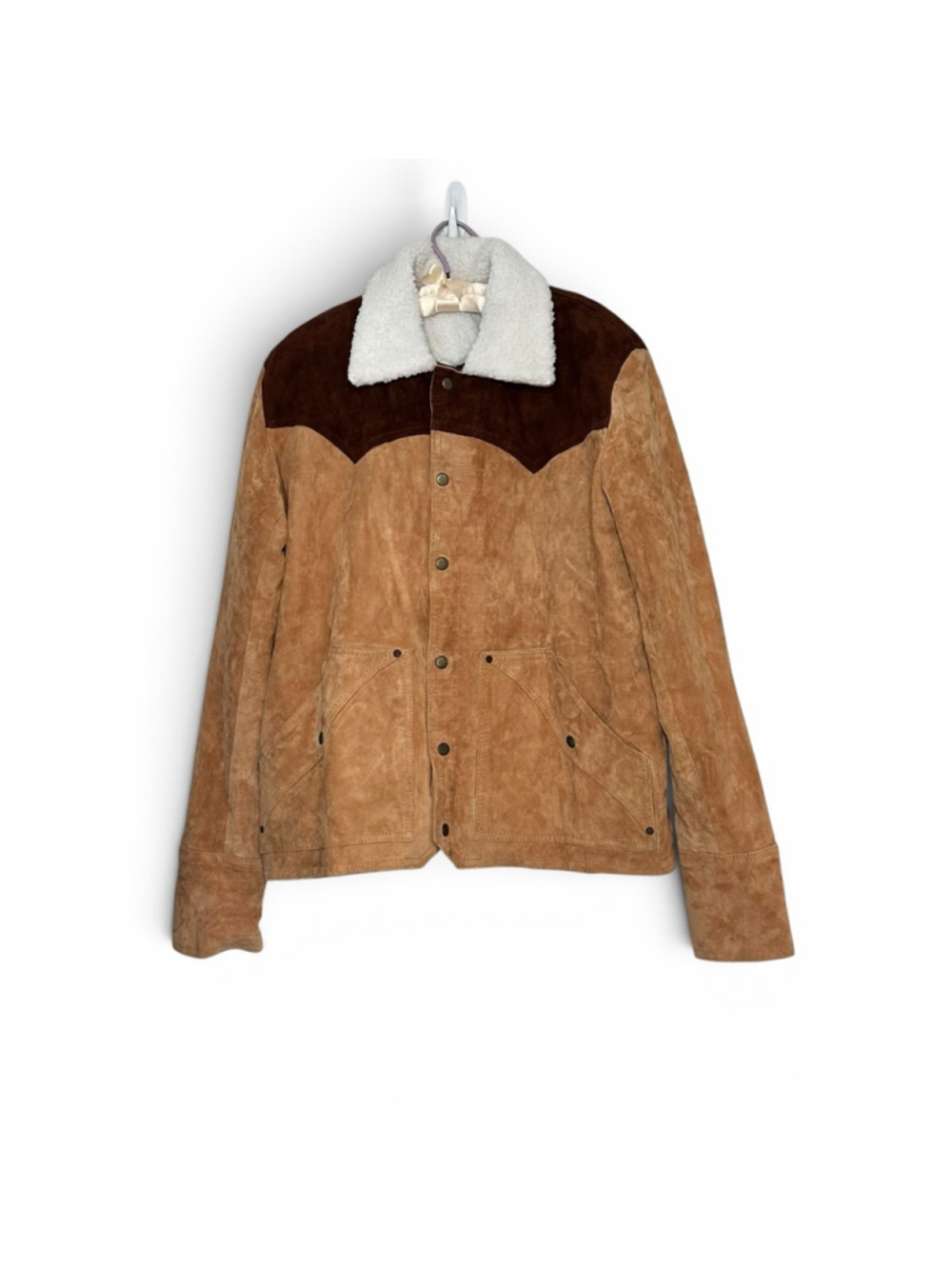 Vintage Western Suede Sherpa Jacket Men’s Cowboy Ranchwear Leather Coat